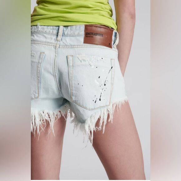 One Teaspoon cut off shorts Bonitas jean shorts Florence paint splatter. 32. New - Picture 4 of 15